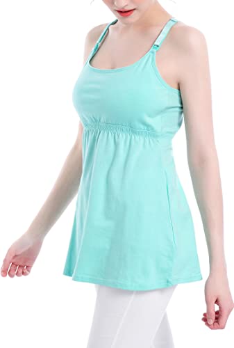 Suiek 3Pack Racerback Nursing Tops Tank Cami Maternity Bra Breastfeeding Sleep Shirt (Medium, Royal Blue+Purple+Light Green 3Pack) #TOP5