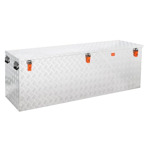 Alubox ABX-R620P Aluminium Riffelblech Pritschenbox Transportkiste Staukasten mit eingerückter Scharnierposition 620 Liter