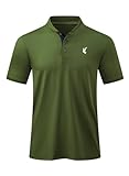 JMIERR Mens Golf Polo Shirts Dry Fit Moisture Wicking Quick Dry Short Sleeve Casual Collared Polos T Shirts for Men, XL, Army Green