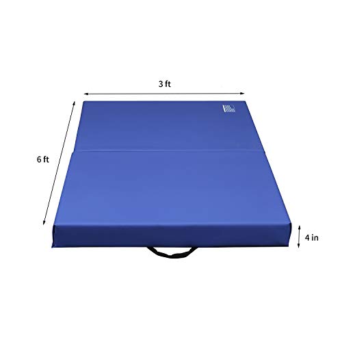 ZENOVA Folding Gymnastics Mat Super Thick Cushion PVC Leather Landing Mat 3'x6'x4'' for Team Sports Tumbling Workout Exercise