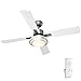 Bakaji Ventilatore Lampadario da Soffitto 4 Pale in Legno con Lampada Plafoniera 60 LED 20W in Acrilico 3 Velocità Inversione Rotazione Funzione Timer Luce Cambio Colore e Telecomando Diametro 130cm
