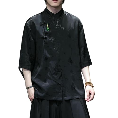 Chemise en soie glacée jacquard pour homme une élégance ample et fluide