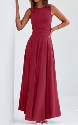 Image of PRETTYGARDEN Womens Summer Dresses 2026 Casual Sleeveless Crewneck Aline Maxi Dress Stretch Tank Flowy Long Dresses