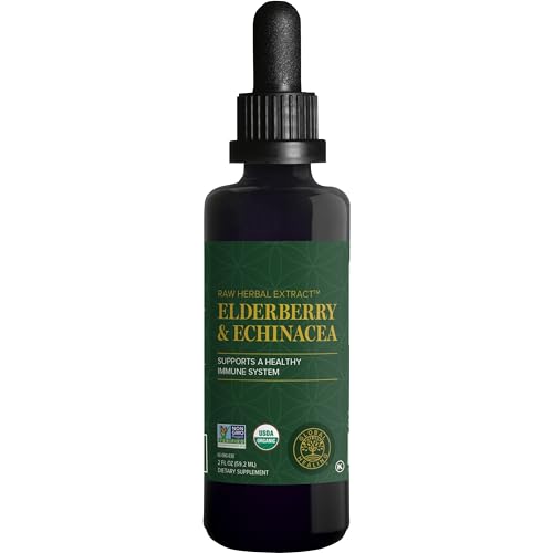 Global Healing USDA Organic Elderberry & Echinacea Liquid Supplement Tincture | Antioxidant Immune Support Against Harmful Organisms for Adults and Kids Vegan Non-GMO 1-Month Supply (2 Oz)