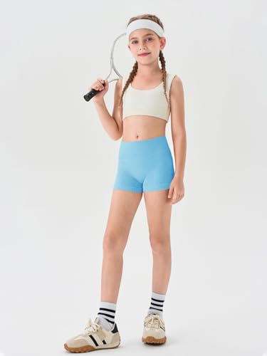 Haloumoning Girls High Waist Side Pinhole Athletic Shorts Kids Gymnastic Stretchy Yoga Volleyball Shorts 7-14 Years4