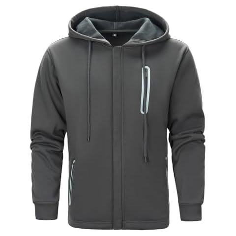AOTORR Mens Hoodies Regular fit Zip Up Hoodie with Pockets Long Sleeve Full-Zip Hooded Sweatshirt Darkgrey L Cover