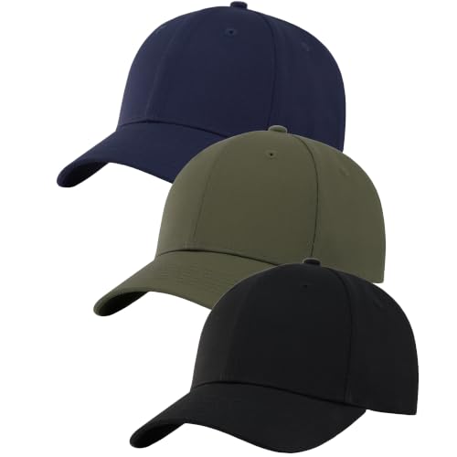 Image of 3 Pack Plain Cotton Strapback Baseball Hat Adjustable Low Profile Blank Team Ball Caps for Men Women