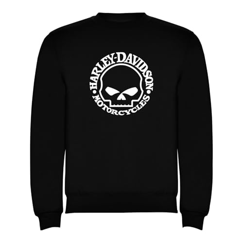 Genérico Felpa classica nera con logo Harley Uomo Taglie S a XXL Sweatshirt, Nero , XL