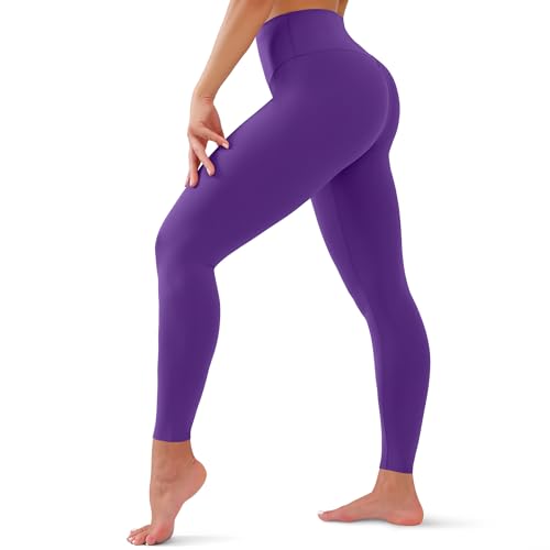 YUDSUD High Waisted Leggings for Women - Tummy Control Yoga Pants for Workout Running Athletic Womens Leggings Plus Size Dark Purple