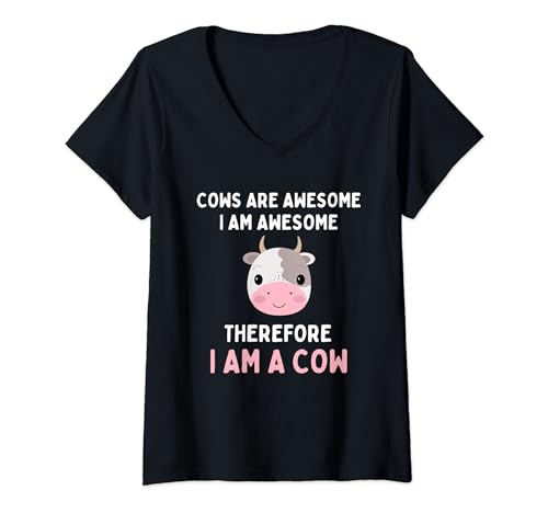 Animal I'm Awesome Therefore I'm a Cow Cute Cows Farm Lover Camiseta Cuello V