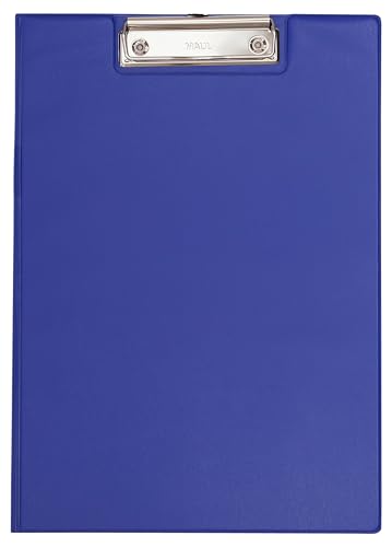 MAUL Schreibmappe A4 | Mappe aus Karton mit Folienüberzug zum Zuklappen | Dokumentenmappe A4 mit Fach für Papier | Praktische Dokumententasche zum Aufhängen | Aktenmappe für Büro | Blau