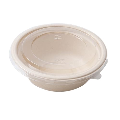 BDHD 使い捨て紙碗 耐水 耐油 サトウキビ繊維製 厚手 おしゃれ 食器 パーティー 商業 家庭 BBQ (トゥルーカラー(100個)),350mlボウル+PET蓋)