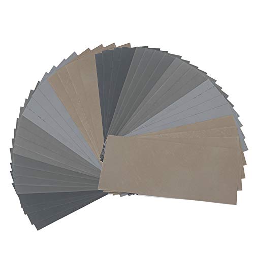 BAISDY 40Pcs Wet Dry Sandpaper Assortment, 220 320 400 600 800 1000 1200 1500 2000 3000 Grit Sandpaper Sheet for Wood Metal Polishing Automotive Sanding