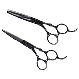 MUCKLILY 2 Stück Professionelles Haarscheren set aus Rostfreiem Stahl Langlebige Friseurschere mit Glattem und Ausdünnungsschneide Ergonomisch für Präzisen Haarschnitt zu Hause Salon