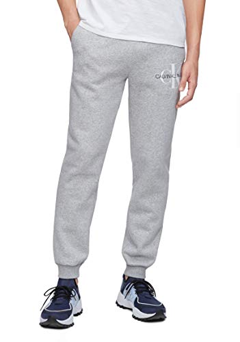 Calvin Klein Men's Monogram Logo Jogger Sweatpants, Heroic Grey Heather, Large