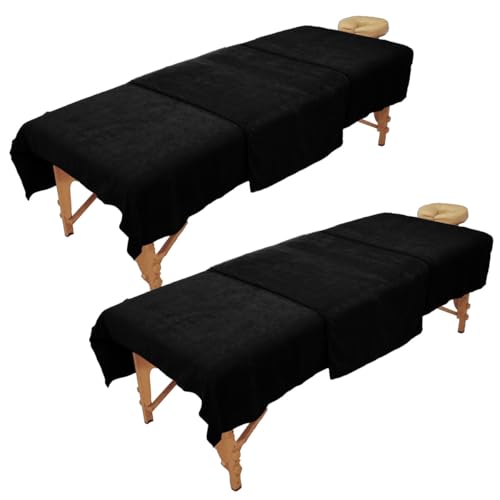 エステタオル タオルケット (タオルシーツ 超 大判 バスタオル 兼用) 業務用 マイクロファイバー 80×180cm 1376匁 2枚セット ブラック エステ サロン 速乾 瞬間吸水 ベッドカバー マッサージ 整体 ベッド シーツ