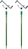 2er Stück Rutenhalter Rutenauflage mit Winkelverstellung und Erdspieß - stufenlos höhenverstellbar 80 bis 125 cm Farbe 2 Stück - Oliv/Blau