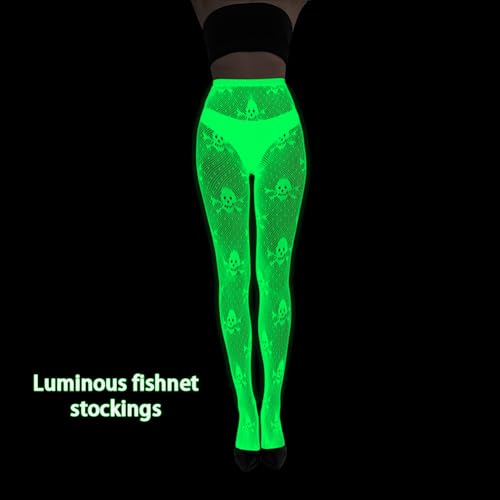 Image of Glow in the Dark Fishnet Stockings, High Waist Sexy Tights Party Stockings for Womens Girls