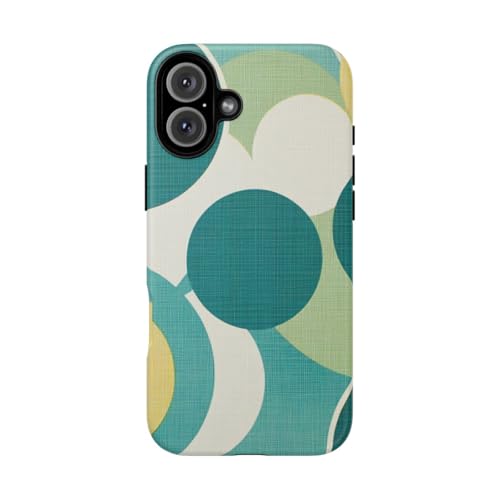 Coque iPhone 16 Plus haut de gamme mate rigide imprimé cercles rétro