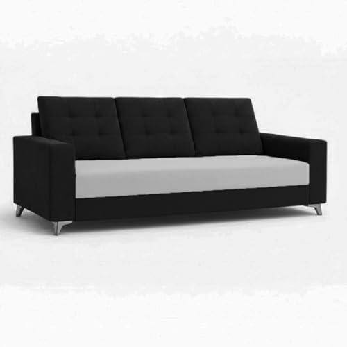 Image of Hakuna Plush Velvet 3 Seater + 1 Seater + 1 Seater Sofa Set | Silken Velvet Upholstery | Golden Legs | Designer Set for Living Room & Office Spaces (Light Gray- Black)