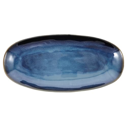 Plato Grande de Cerámica Azul para Sushi y Snacks miniatura 1