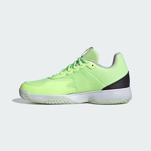 adidas Court Flash Sneaker, Green Spark/Aurora Black/Lucid Lemon, 3 US Unisex Little Kid3