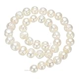 uxcell Cuentas de perlas de agua dulce, cuentas de piedras preciosas en forma de patata de 10 a 11 mm, agujero de 0,8 mm, cuerda de perlas para hacer collares, pulseras, cadenas, aretes, joyería