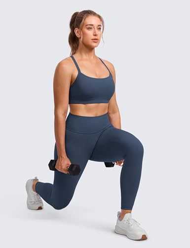 Image of CRZ YOGA Butterlift Cross Back Sports Bras | Medium Support, Removable Pads, Yoga, Buttery Soft, Scoop Neck, Cut-Out, Adjustable Thin Straps, for Women