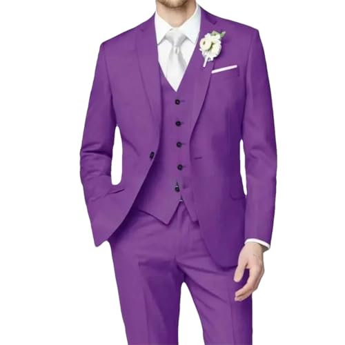 Costume formel violet 3 pièces ajusté pour une allure chic sans effort