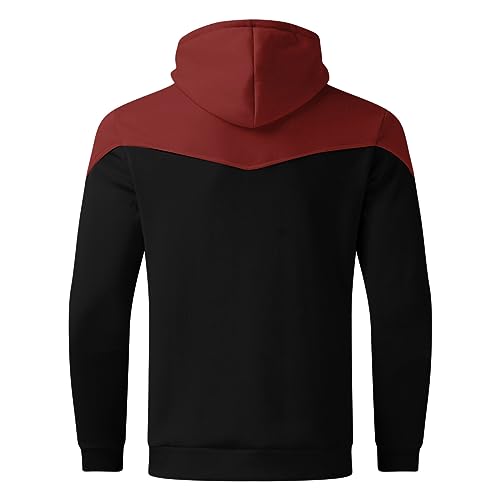 Mens Hoodies Full Zip Sweatshirt Color Block Long Sleeve Slim Fit Jacket Casual Soft Sweaters Outwear with Pockets3