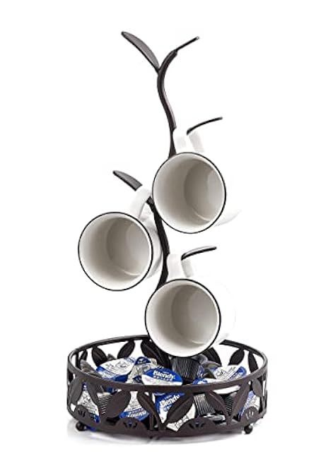 Mug Holder, Countertop Mug Tree, Coffee Mugs & Tea Cup Storage Rack, Coffee Mugs and Tea Cups Storage Rack with Small Storage Area, Black