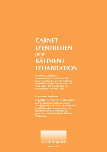 Registre de sécurité - Carnet d'entretien pour immeuble d'habitation et foyer-logement