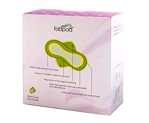 Image of FabPad Reusable Washable Sanitary Cloth Pads Napkins Eco-Friendly Menstrual Hygiene Solutions (Pack of 2)- Offwhite - (Regular + Maxi + 1 Wash Bag)
