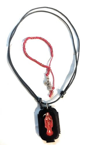 Santa Muerte scapular and matching bracelet.