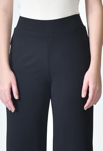 Image of Women's High Waist Straight Fit Trousers,Solid Korean Stretchable Pants for Women, Regular Fit Elastic Waist Full Length Formal Trouser,Casual,Office Wear