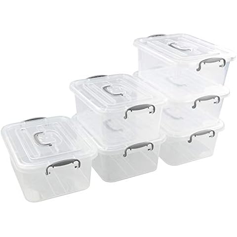 Vcansay 8 L Lidded Storage Box, Plastic Latch Boxes, 6 Packs Cover