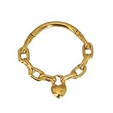 HUANGING Piercing de acero inoxidable con cadena de corazón para tabique, accesorio para mujeres y niñas, oro o plata, 8/10 mm, acero inoxidable, 10mm, como se describe, como se describe