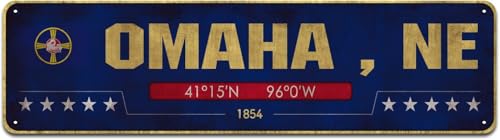 MAWXTG Metal Tin Sign, Retro Entertainment Style, Omaha Nebraska Theater Street Theme, Vintage Craft Plaque, Wall Decor for Leisure Home Interior Space 4x16 Inch