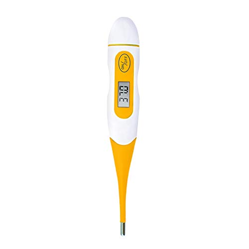 XQxiqi689sy Hot New LCD Digital Thermometer Baby Waterproof Soft Tip Oral Armpit Temperature Meter Yellow