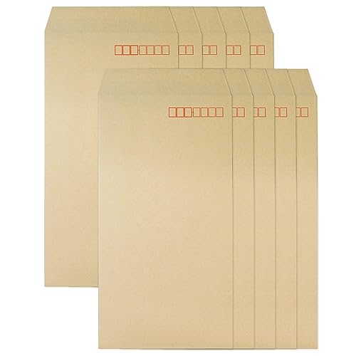 長形3号 封筒 茶色 クラフト テープ付き 【10枚入り】 A4三つ折りが入る 長3 定形郵便 郵便番号枠あり 120×235+25mm