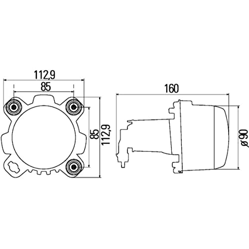 HELLA 1BL 247 042-007 DE/FF/Halogen-Hauptscheinwerfer - 90mm Performance - 12V - rund - Einbau - gehärtete Streuscheibe/glasklare Streuscheibe - links/rechts - Verpackungseinheit - Menge: 36