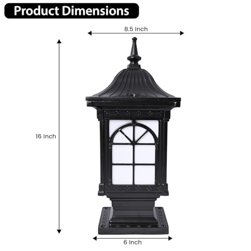 Image of GIGAWATTS 1266 Outdoor Gate Light - 101% Rust & Waterproof Die-Casting Aluminium Exterior Pillar Lamp Base Mount for Garden, Boundary Walls & Home Entrances (B22 Holder, Bulb Not Included, Black)