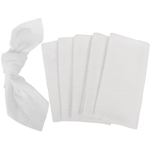 Cloth Napkins 42 x 42 CM, Napkins Cloth, Cotton Cloth Napkins, 6 pack Party Napkins Adults Cloth Reusable Napkins for Christmas/Dinners/Weddings/Bar/Cocktail (white)
