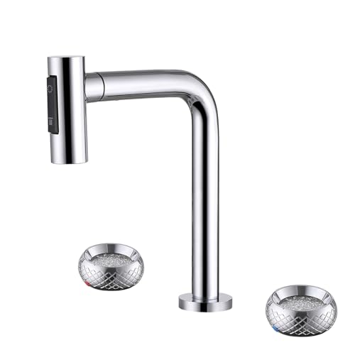 Robinet de lavabo salle de bains 3 trous double poignée avec mitigeur laiton eau chaude froide