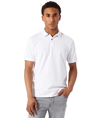 Image of DKNY Soft Cotton Polo Shirts for Men - Modern Fit, Quick Dry, Casual Mens Polo Shirts Short Sleeve, White, XL