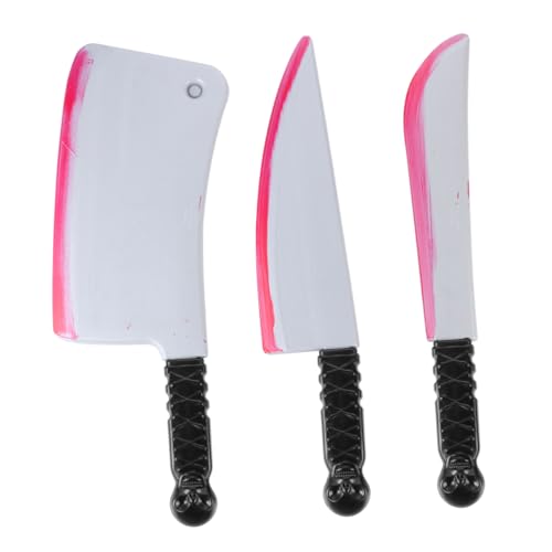 Toddmomy 3 Pièces Outil de simulation Halloween déguisement de zombie faux couteaux d'horreur sanglants couteaux de fauche PVC