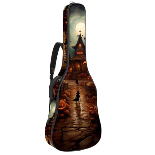 Housse guitare acoustique 104 cm motif château d'Halloween en tissu Oxford étanche