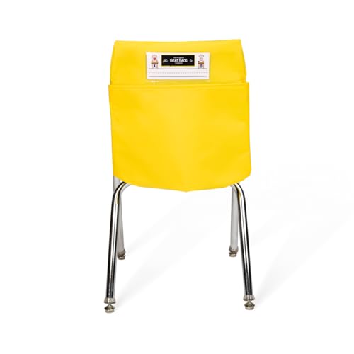 Image of Seat Sack Student Chair Storage Pocket - 17 inch, Single Pocket, Classroom Chair Organizer for Student Desks, Durable Over-the-Chair Storage, Ready-to-Use Name Tag Window, Yellow, 1-Pack