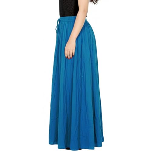 Image of Sttoffa Women Solid Color Maxi Plain Cotton Full Length White Skirt 40 inch Long Cotton Long Skirt