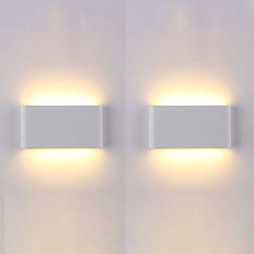 2 Paquetes de lámpara de Pared LED Moderna Impermeable, 10 W de Aluminio para Interiores y Exteriores, Montaje Empotrado, lámparas de Pared Negras Mate para Porche, Escalera, Pasillo, Garaje, baño, d